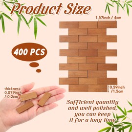 Burbell 400 Pcs Miniature Dollhouse Flooring on 1: 12 Scale Mini Wooden Dollhouse Floor Boards Geometric Bamboo Doll House Furniture Wood Mini Floor Boards for Model Accessories(Pale Brown)