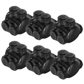 RVBOATPAT 2 Port Insulated Multi Tap Connector 1/0-14 AWG Splice Electrical Power Connector Dual Entry 3/16" Allen Hex Aluminum Wire Connector - 6 Pack