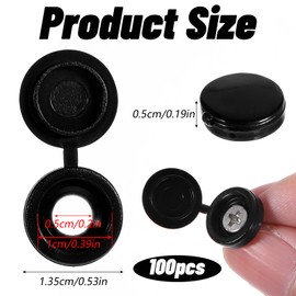 ZEYIYER 100PCS Black Screw Caps, Plastic Nut Caps Hinged Screw Cover 4-6mm Screws Protection for M4 Screws(Black)