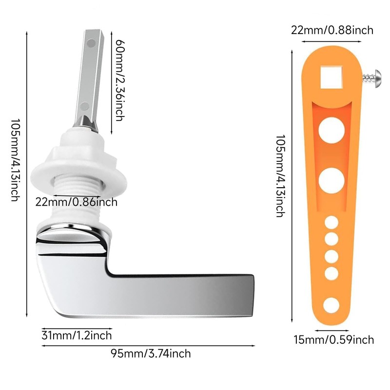 GIONAR Toilet Flush Handle Replacement, Universal Alloy Toilet Flush Lever,