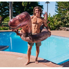 Inflatable T-Rex Dinosaur Pool Tube 40 Inch for Swimming Pools or Lakes.
