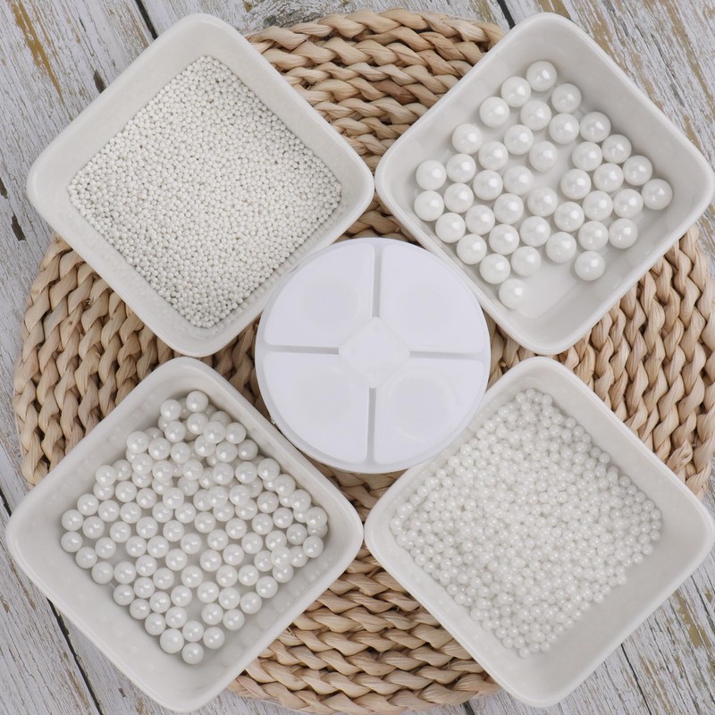 Sprinkles for Cake Decorating, White Pearl Sprinkles 4 Sizes Mix