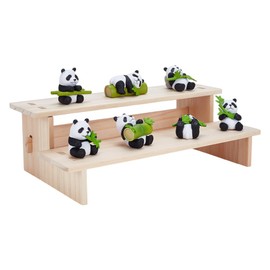 NBEADS 2-Tier Wooden Display Riser Shelf, Tabletop Small Food Stand Wooden Display Riser Stand Wood Display Stand for Perfume Cosmetics Figure Collection, Blanched Almond, 11.69x6.22x3.66inch