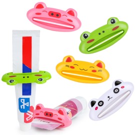 LOVEINUSA 4PCS Toothpaste Squeezers, Cute Toothpaste Tube Squeezer Plastic Toothpaste Dispenser for Toothpaste Facial Cleanser Creams Paint