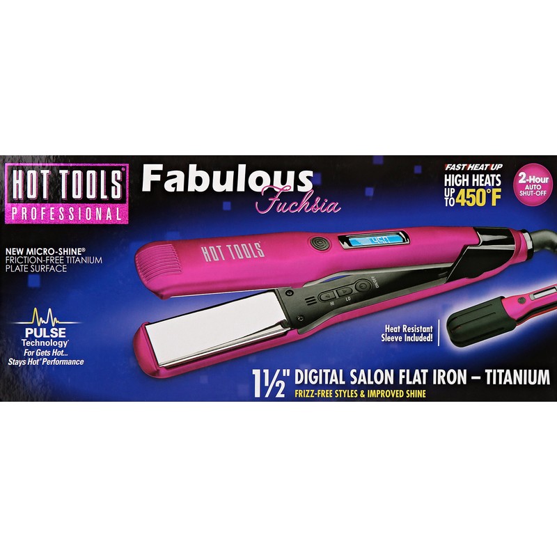 Hot Tools Professional Titanium Digital Flat Iron, Fabulous Fuscia, 1.5