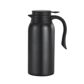 JS Gourmet 40.5oz (1200ml) Stainless Steel Double Walled Insulated Black Coffee Carafe, Heat Retention Airpot Keeps Beverages Hot or Cold, for Tea, Espresso, Hot Chocolate and More