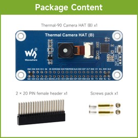 Waveshare Long-Wave IR Thermal Imaging Camera HAT (B), Compatible with Raspberry Pi 5/4B/3B/Zero/Zero W/Zero 2W/Pico/Pico W/Pico WH, 90° FOV IR Camera, 80×62 Pixels, Standard 40PIN GPIO Header