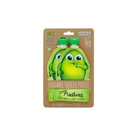 LITTLE MASHIES Reusable Squeeze Pouch Green 130ml 2 pack