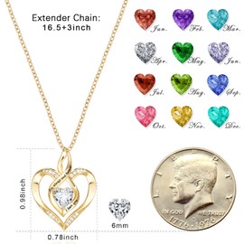 KOOLFIN 18K Rose Gold Plated 925 Sterling Silver Heart Necklace for Women Trendy, August Birthstone Necklace for Women Silver Jewelry for Women, Heart Jewelry Dainty Necklace for Women