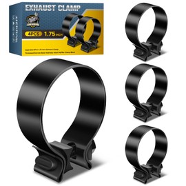 XIEKRAB Upgraded 4Pcs 1.75 inch Exhaust Clamp - Thickened Narrow Band Stainless Steel Muffler Clamp Black