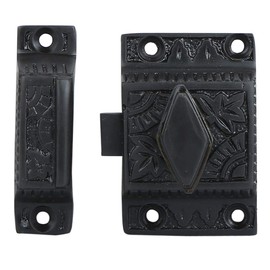 Set of 1 Brass Cabinet Latch, Latch with Twist Knob for Cabinet Closet Kitchen Door Drawer Lock, Handmade Oil Rubbed Bronze Finish, Antique Cabinet Latch