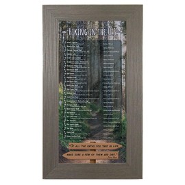 Hiking Trails Bucket List Tracker - Barnwood Gray Frame - Pin Your Hiking Adventures - Hikers Tracking List - List of Top Hikes in the US