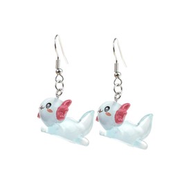Cute Cartoon Axolotl Dangle Earrings Pink Blue Axolotl Animal Drop Earrings Funny Jewelry Gift for Women-Blue