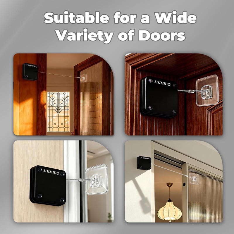 SHIMIDO Upgraded Retractable Automatic Door Closer - Tool-Free Installation, Powerful