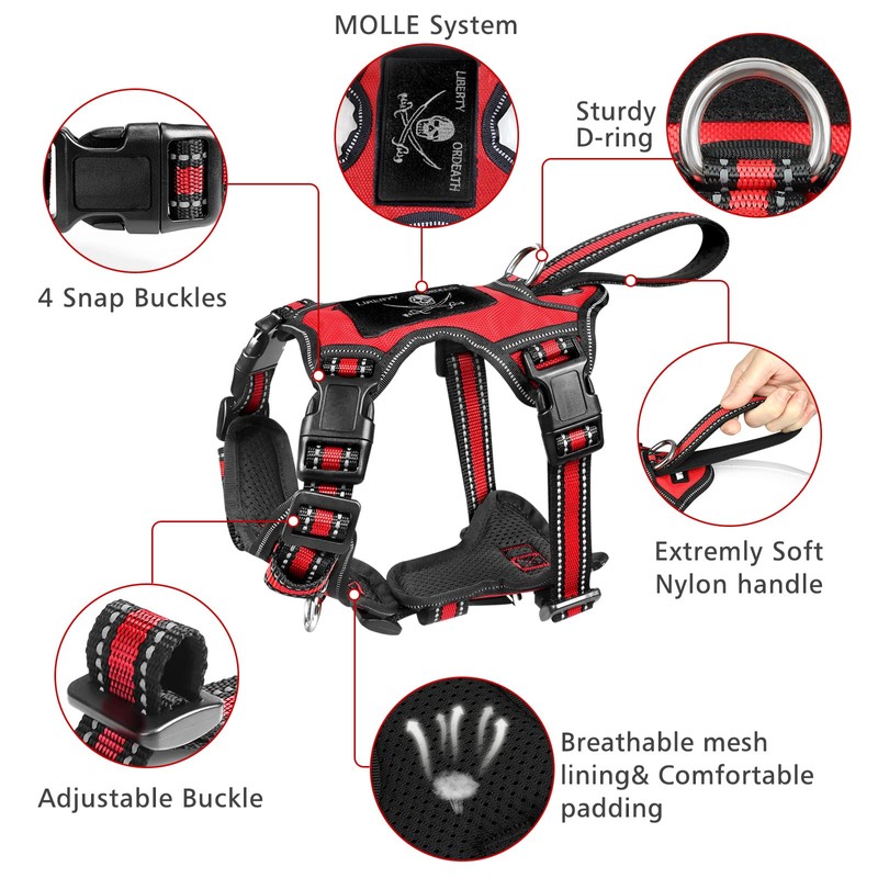 WINSEE Pet Harness Collar and Leash Set, All-in-one Reflective Dog