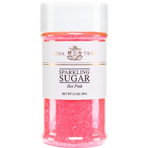 India Tree Hot Pink Sparkling Sugar, 3.5 oz (Pack of 4)