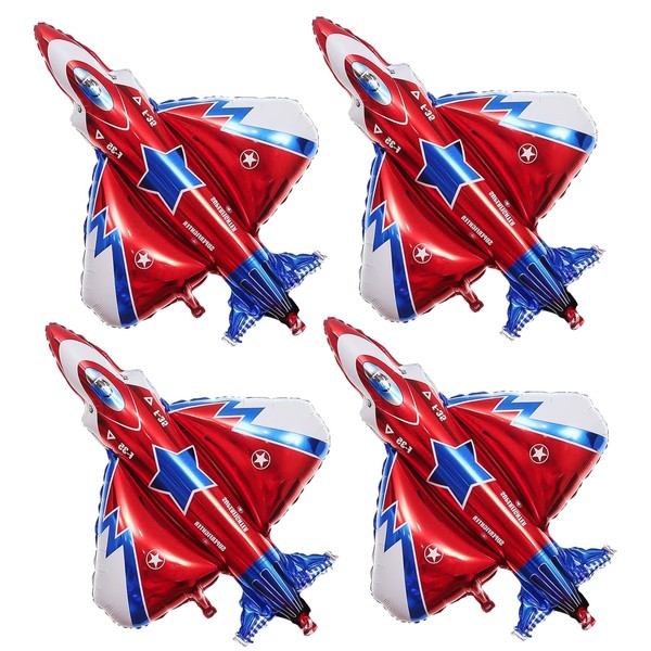 HIXNUG 4pcs Airplane Balloons Inflatable Fighter Jet Airplane Red Plane
