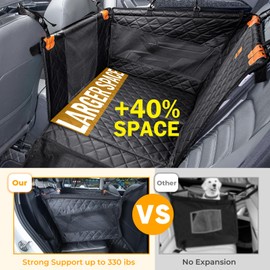 Pecute Dog Car Seat, Back Seat Extender for Dogs, Upgraded Sofa Leather, Breathable Mesh Sides, Hard PVC Panels Bottom Support to 330 lbs, for Cars/Mid-Size SUV/Small Truck