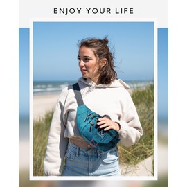 WATERFLY Bum Bag Belt Bag for Men and Women Sports Waist Bag for Running Fitness Jogging Hiking, Peacock Blue New, Multiple compartments