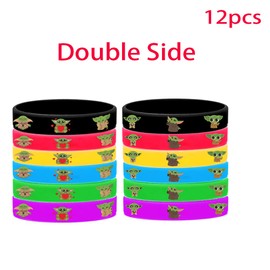 Baby Yoda Birthday Party Supplies, 109 Pack Party Favors - 12 Pack Bracelets, 12 Pack Keychains, 12 Pack Button Pins, 1 Pack Tattoo Sticker Set of 72 Stickers for Birthday Party Decorations