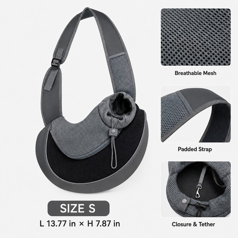 Pet Cat Dog Sling Carrier Bag – Breathable Mesh Crossbody
