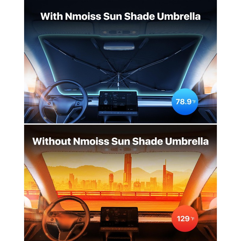 Upgrade Nmoiss Windshield Sun Shade Umbrella - [Vinyl Coating Heat