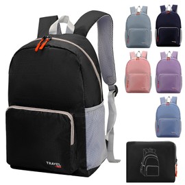 20-35L Lightweight Foldable Backpack, Student Backpack, Small Rucksack Water Resistant Durable Packable Backpacks for Women Men Outdoor Camping Travelling Walking Hiking Biking (Black)