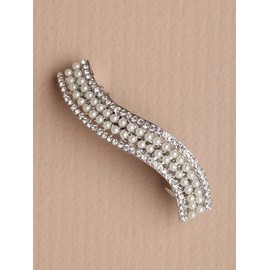 Vintage Crystal and pearl bead barrette clip.