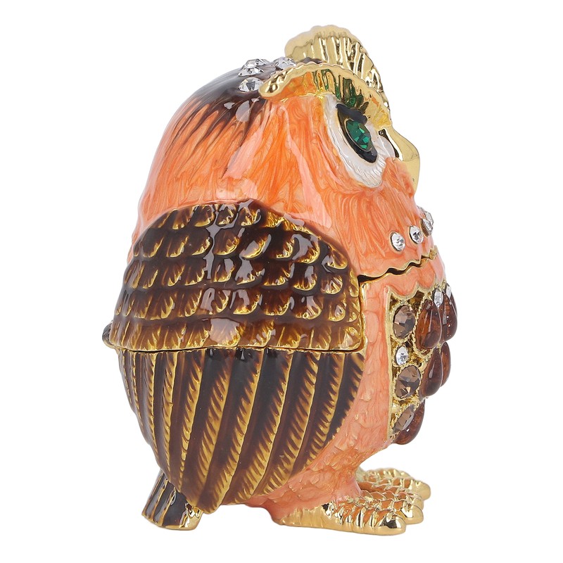 Owl Trinket Box Cute Appearance Brown Metal Jewelry Box for