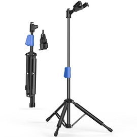 Salvori Folding Guitar Stand with Auto-Lock System, One-button Lift and Soild Tripod for Single Bass, Acoustic, Electric, Classical Guitar or Ukulele
