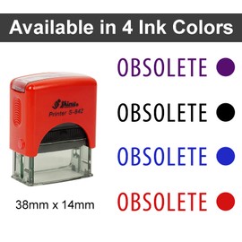 Printtoo Obsolete Self Inking Rubber Stamp Pre,Inked Office Stamp, Home Office Business Stationery, 38 x 14 mm, Red