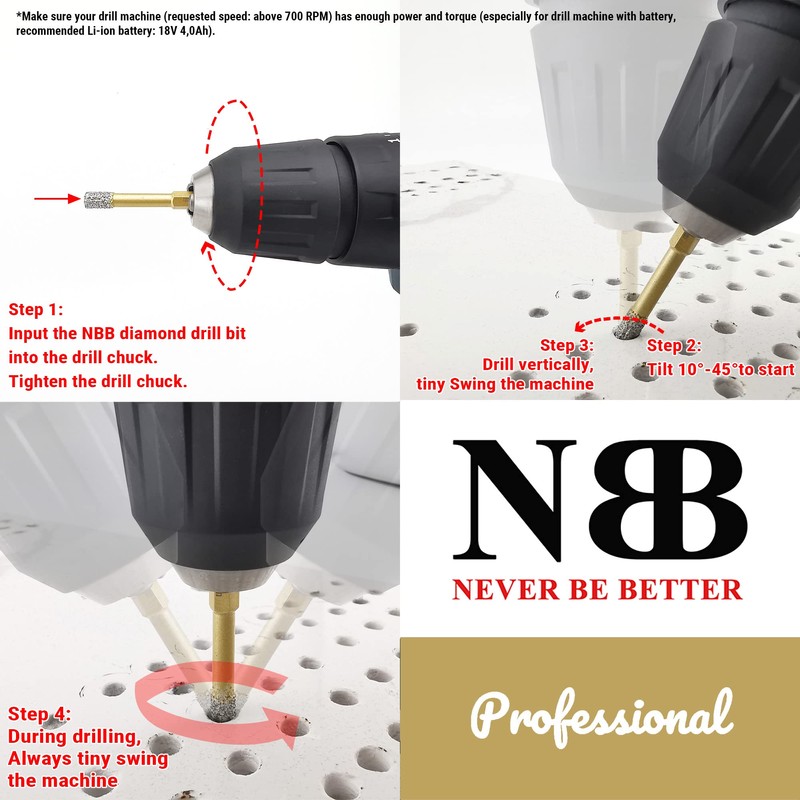 NBB Diamond Brazed Drill Bits with Hex Shank E6.3 mm,