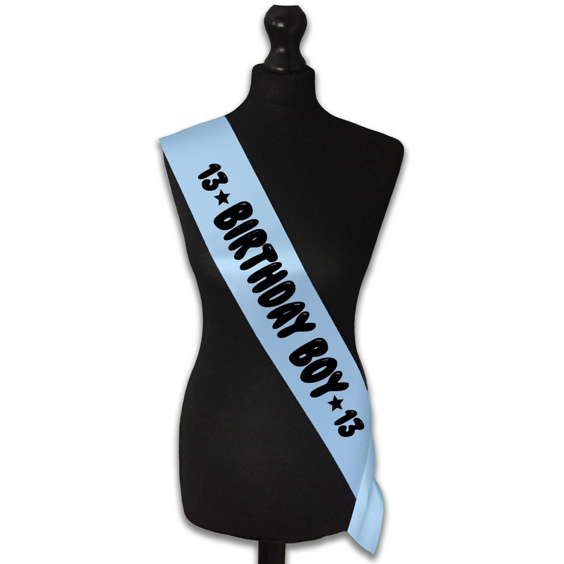 13th Birthday Boy Sash – Teenager's Party Accessory with Bubble