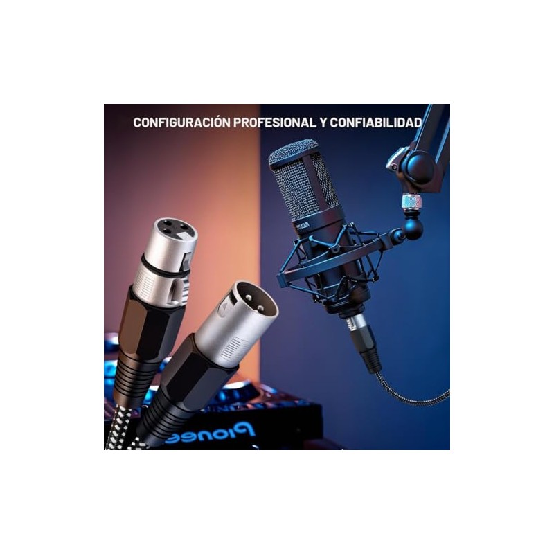 Cable XLR de 6 pies/4 unidades, cable de micrófono Nylong