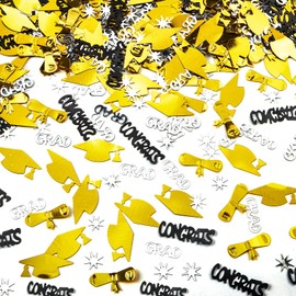 Gold Silver and Black Graduation Confetti 2025, 1000 Pcs Class of 2025 Table Centerpiece Grad Confetti for 2025 Graduation Party Decorations Supplies