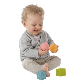 Sophie la Girafe - So'Pure Teething Toys Set - 2 Balls + 2 Cubes - 100% Natural Rubber - Textured Shapes - Stimulation & Development - Safe for Teething - Colorful & Decorative - Age: 3 m +