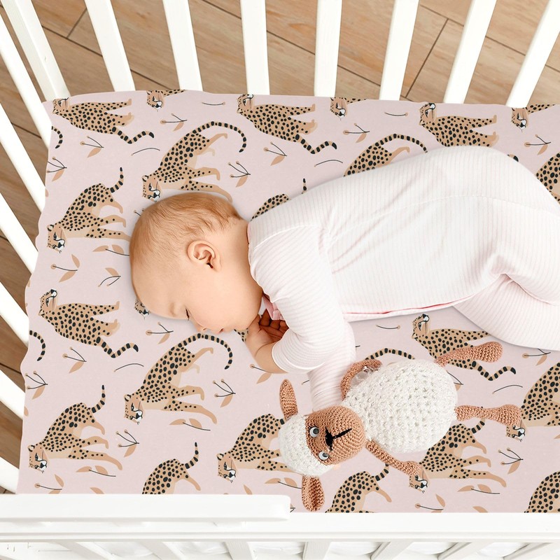 Cheetah Leopard Crib Sheets Stretchy Portable Sheets for Baby Toddler