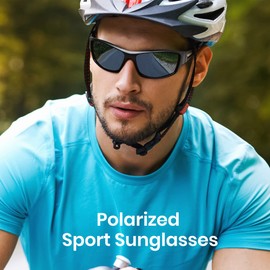 Cyxus Cycling Glasses Polarised Sunglasses Men Women UV400 for Travel Driving Fishing Golf (1070 Black)
