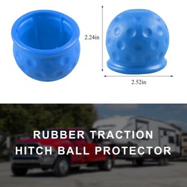 MUQIDA 2 PCS Trailer Ball Cover, Heavy Duty Rubber Towball Protect Cap for 2 Inch Receiver, Anti Dust Waterproof Car Towing Hitch Ball Protector Universal for Truck RV Boat (Blue)