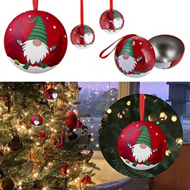 Santa Christmas Bauble Made of Metal for Hanging and Opening, Christmas Decoration, Christmas Tree Bauble Santa Claus (4 x Christmas Bauble Gnome)