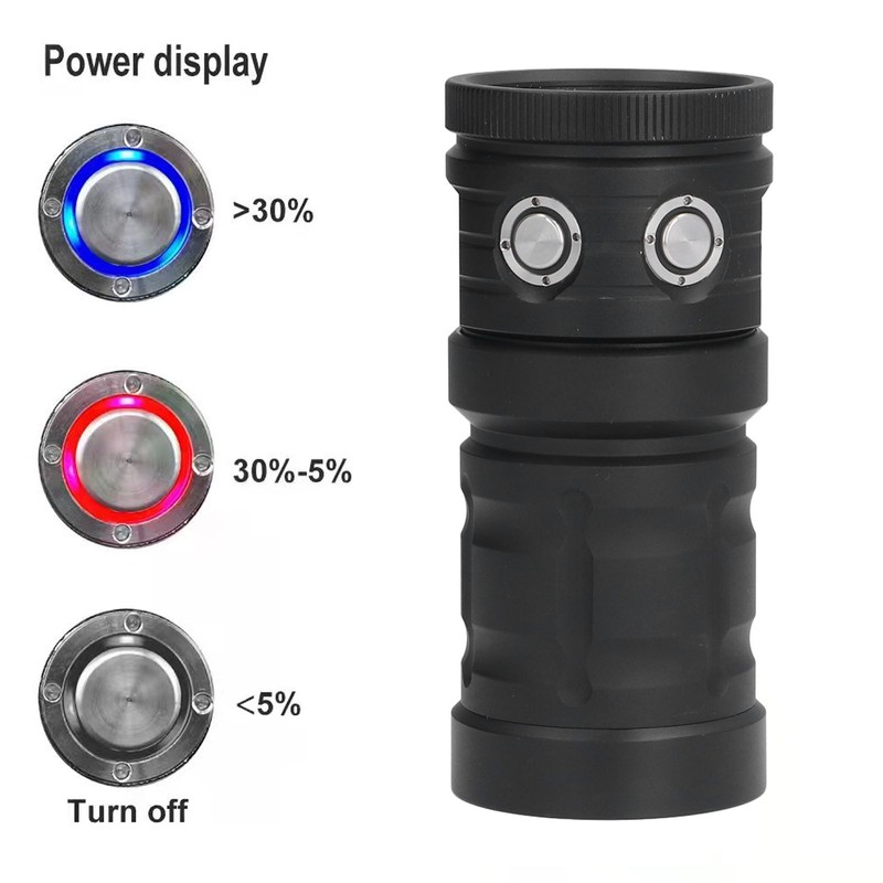 COB LED Diving Flashlight 100m Waterproof Underwater Torch with 3