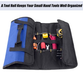 QEES Tool Roll Bag, 38 Pockets Tool Bags, Multi-Purpose Tool Roll Up Bag, Tool Wrap Roll Organisers, Portable Tool Pouch, Screwdriver Spanner Roll Tools Storage, Tool Gifts for Men Dad (Blue)