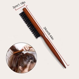 TSLRSA Teasing Hair Brush Boar Bristle Hair Brush Tail Comb Professional Salon Comb for Long, Thick, Curly, Wavy, Dry or Damaged Hair, Reduces Hair Breakage