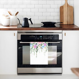 Nreafifi Green Eucalyptus Leaves Pink Floral Kitchen Towels Set of 2 Dish Towels Kitchen Hand Towels Absorbent Quick Dry Microfiber Cloth Dish Towels Drying Towel 18" x 26"