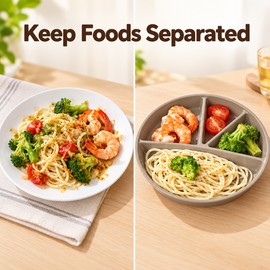 4pcs Round Divided Dinner Plate – Reusable Portion Control Food Plate for Kids, Meals, Fruit & Salad