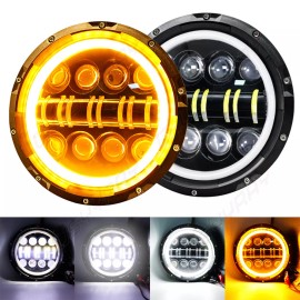 CHUSYYRAY For Hummer H2 2003-2009 Pair 7 inch Round LED Headlights+ 4inch fog lights A