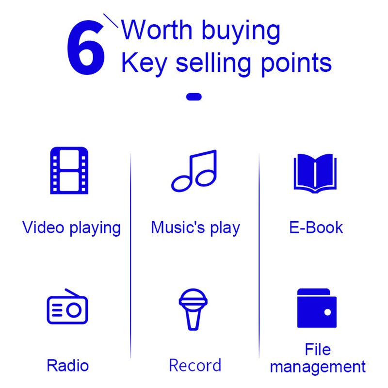 MP3 Player 1.77 Inch TFT Color Screen Multifunction Bluetooth 5.0