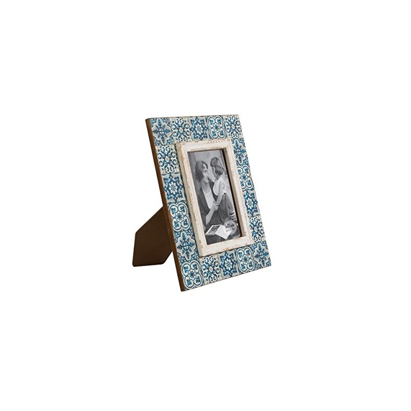 Sass & Belle Bilderrahmen Holz Ornament blau Vintage 20x25cm