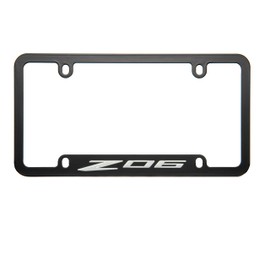 Corvette C8 Z06 no Logo 50 State Black License Plate Frame with Four mounting Holes.