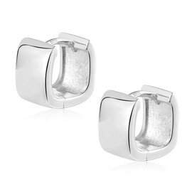Sterling Silver Earrings Small Square Chunky Huggie Hoop Earrings for Women Trendy Hypoallergenic Silver Chunky Earrings Minimalist Small Silver Chunky Hoops Earrings